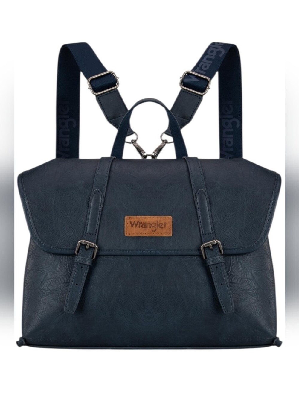 Wrangler Navy Faux Leather Convertible 3-in-1 Laptop Satchel Backpack